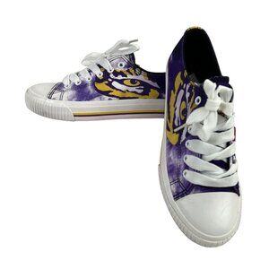 LSU Tigers Women's Low Top Canvas Shoes By FOCO Purple/White Size 8